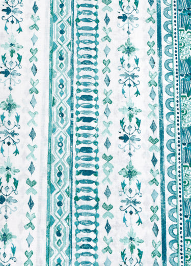 Parure de lit 4 pièces avec drap plat, éventails Bleu