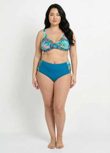 Maillot de bain 2 pièces motif exotique Bleu Imprime