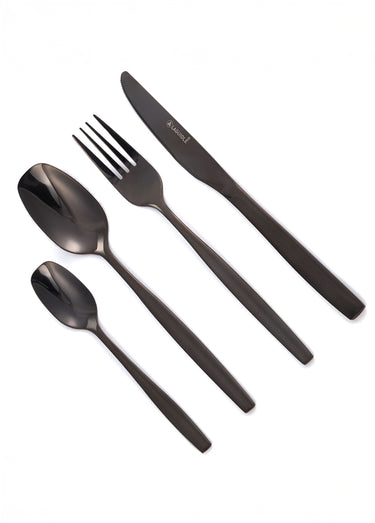 Ménagère 24 pièces inox foncé, Elora Noir