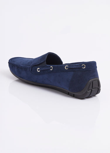 Mocassins suédine, côtés élastiqués Bleu
