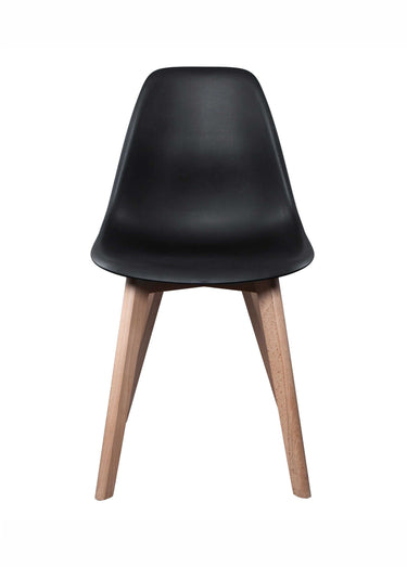 Set 4 Chaises assise coque foncée, pieds compas Noir