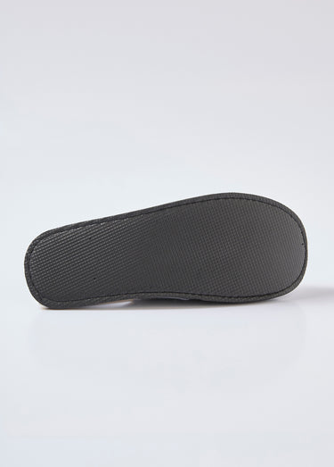 Chaussons mules velours, logo brodé Gris
