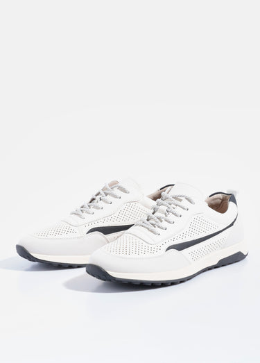 Baskets bimatière en simili cuir perforé Blanc