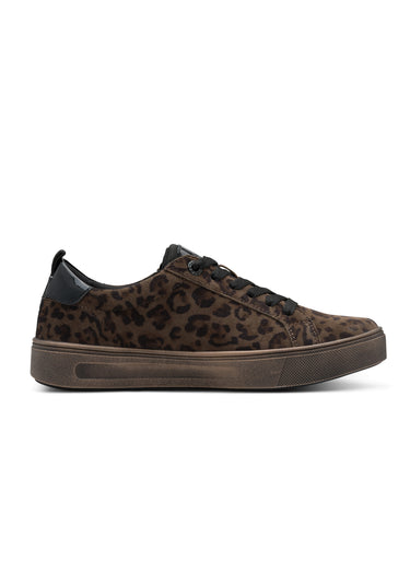 Baskets semelle épaisse avec zip et lacets Leopard