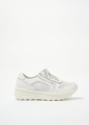 Baskets zippées en cuir compensées Blanc