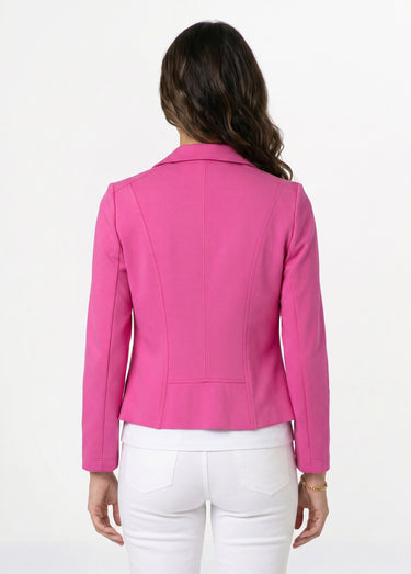 Veste courte zippée droite maille milano Fuchsia