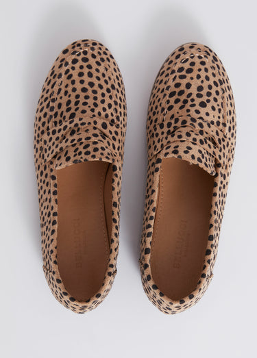 Mocassins en suédine avec bout amande Leopard