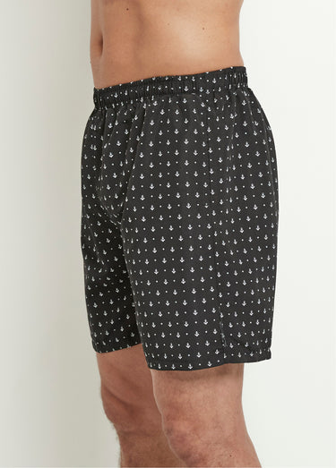 Caleçon de bain micro motif ancres Noir