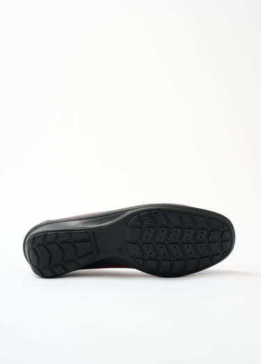 Mocassins compensés cuir patte frangée Bordeaux