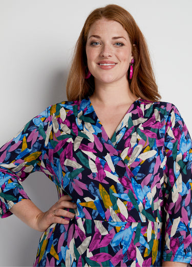 Robe courte cache-coeur imprimée Imprime Parme
