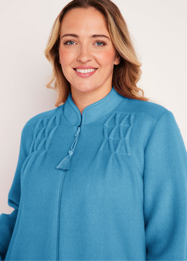 Peignoir zippé maille Courtelle® Bleu Canard