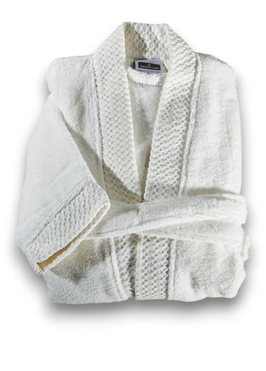 Peignoir éponge pur coton forme kimono Ivoire