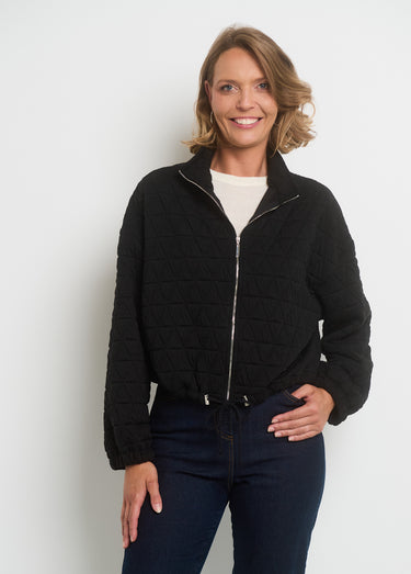 Veste zippée matelassée avec col montant Noir