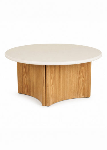 Table basse frêne plateau ciment MOTRIL Blanc/Naturel
