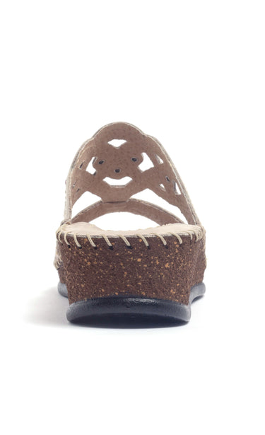 Mules largeur confort cuir Taupe