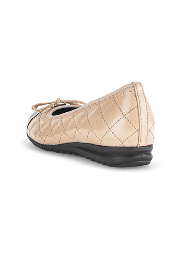 Ballerines cuir avec surpiqures Beige/Noir