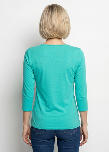 T-shirt manches 3/4 clouté fantaisie Vert