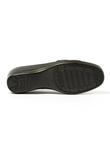 Derbies mix matières et talon compensé Noir