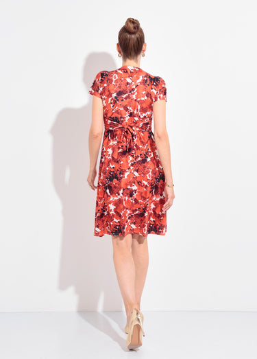 Robe courte graphique à manches courtes Orange