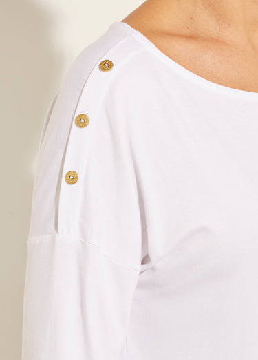 T-shirt marinière rayé manches 3/4 Uni Blanc