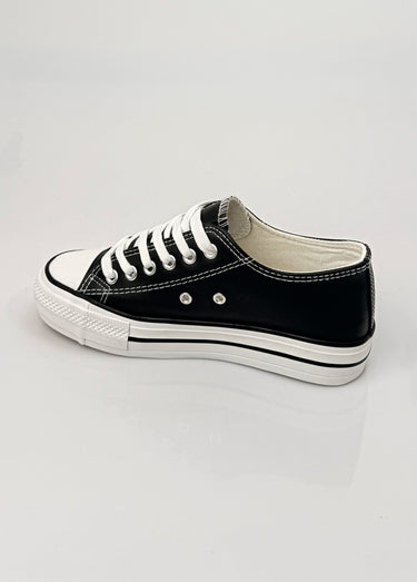 Baskets simili cuir lacets inspiration US Noir