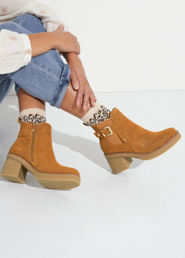 Boots à talons hauts et semelle crêpe Camel