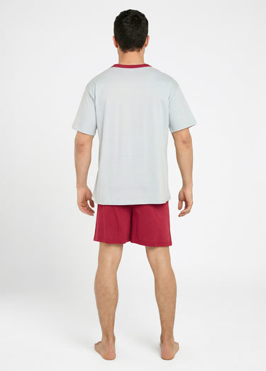 Pyjama short coton bicolore Bordeaux