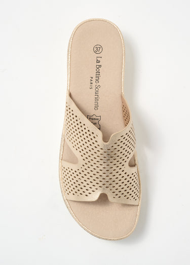 Mules à perforations, semelle compensée Dore