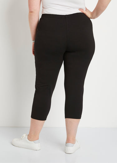 Legging court coton taille élastiquée Noir