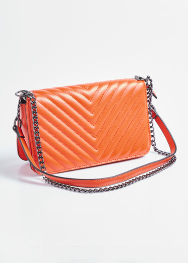 Sac pochette matelassé surpiqûres chevrons Orange