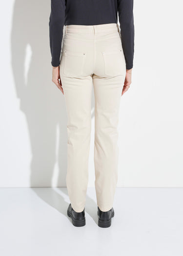 Pantalon droit 5 poches coton stretch Sable