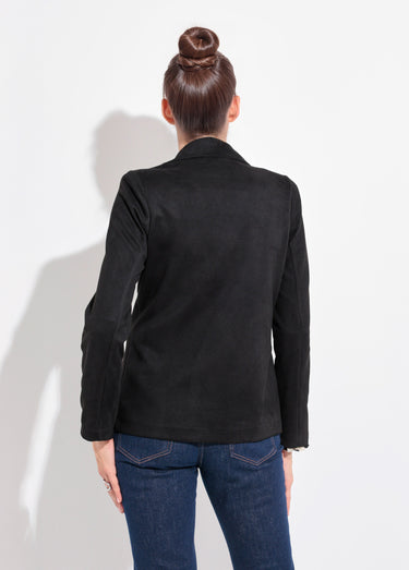 Veste col tailleur 1 bouton twill souple Noir