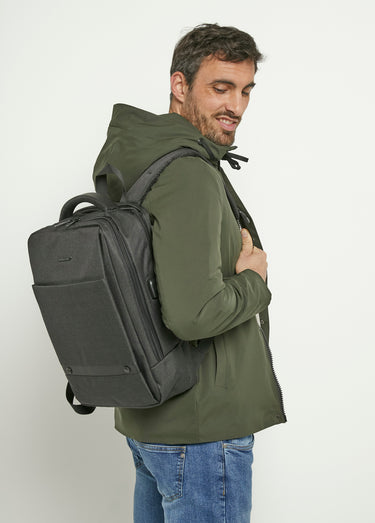 Sac à dos homme multipoches zippé Noir
