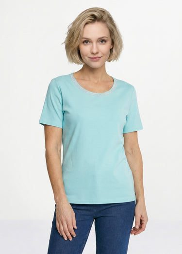 T-shirt manches courtes fantaisie cloutée Aqua