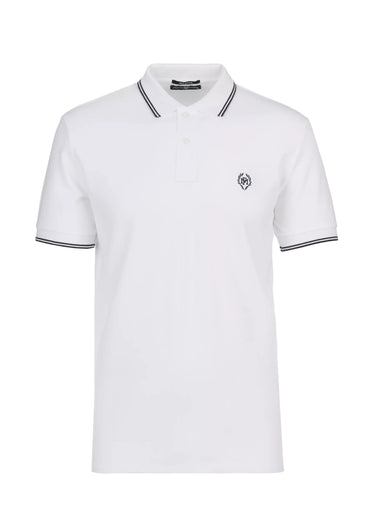 Polo manches courtes détails contrastés Blanc