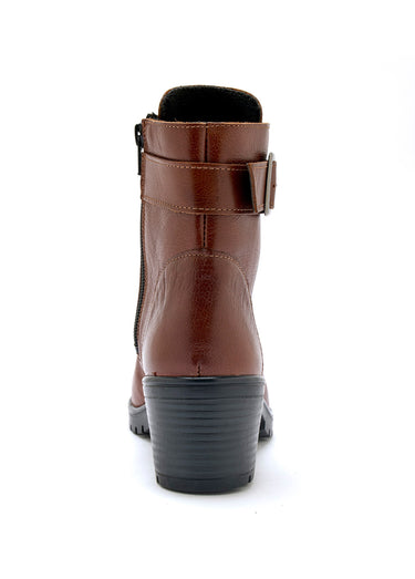 Boots lacées à talon semelle crantée Marron