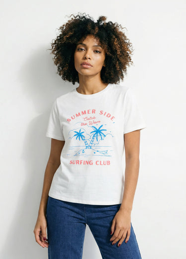 T-shirt blanc, sérigraphie Surfing Club Blanc