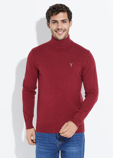 Pull col montant toucher cachemire Bordeaux