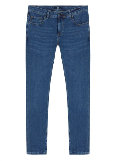 Jean 5 poches en denim, coupe fittée Bleu Denin