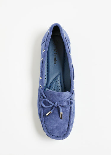 Mocassins chic aspect daim avec noeud Bleu