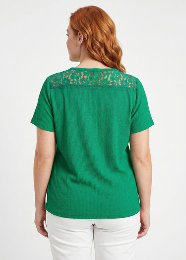 T-shirt court dentelle Vert