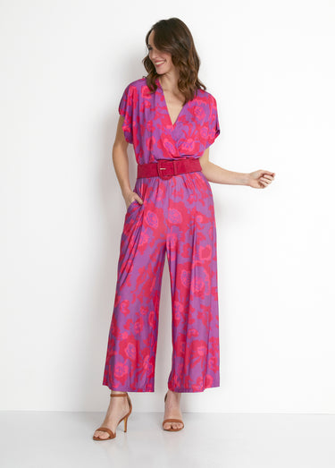 Combinaison jupe-culotte maille extensible Rose/Violet