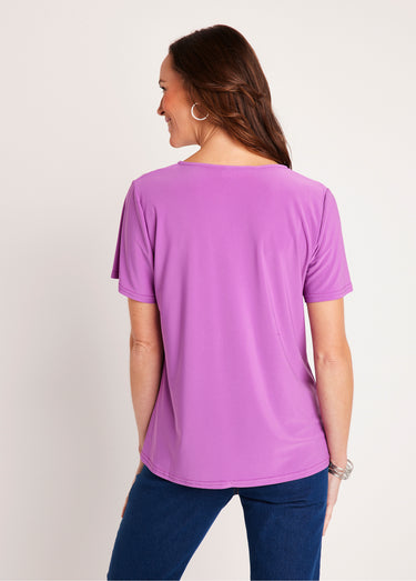 T-shirt manches courtes uni ou imprimé Uni Violet