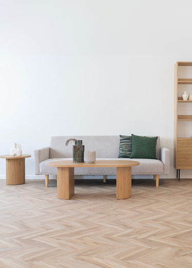 Table basse ovale avec pieds rainurés 2C Naturel