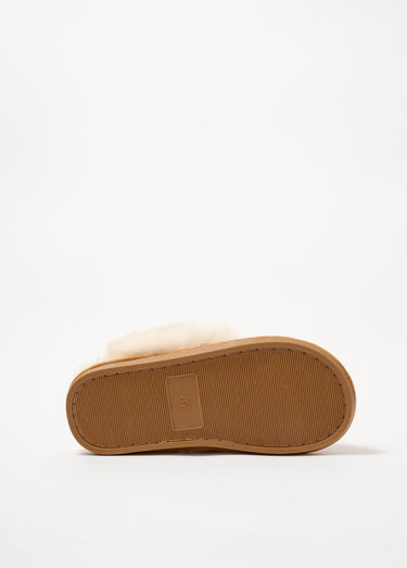 Chaussons mules avec fourrure synthétique Camel