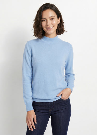Pull chaud col montant avec laine et angora Bleu