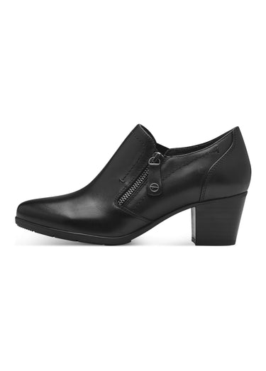 Derbys zippés en cuir lisse à talon Noir
