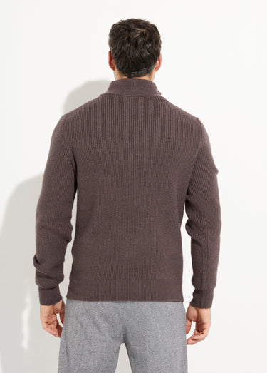 Pull épais avec col zippé camionneur Marron