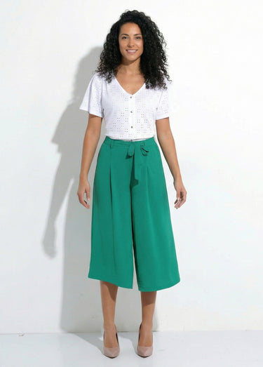 Jupe-culotte longue ceinture élastiquée dos Vert