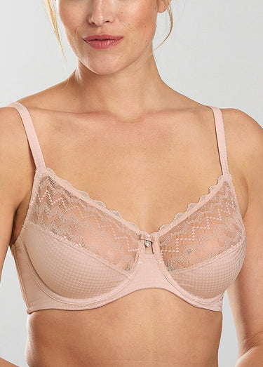Soutien-gorge avec armatures dentelle et maille Nude